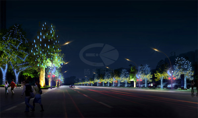 道路樹(shù)木燈光照明效果圖